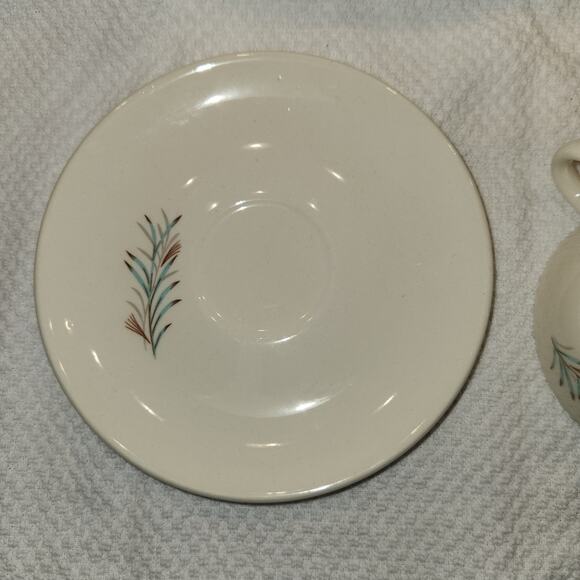 Vintage Homer Laughlin Fortune MCM Cup and Saucer Turquoise Aqua Made in USA - Picture 4 of 7